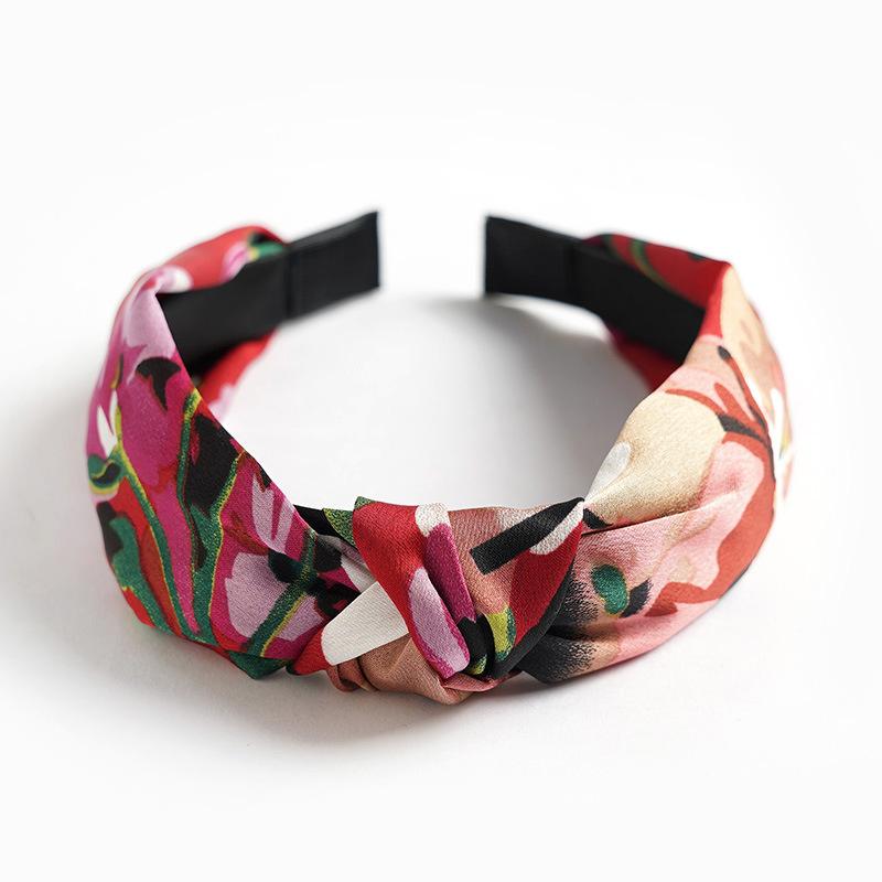 Chic Floral Printed Headband for Women Polka Dot Hairband Fashion Hair Accessory for Girls Daily Use