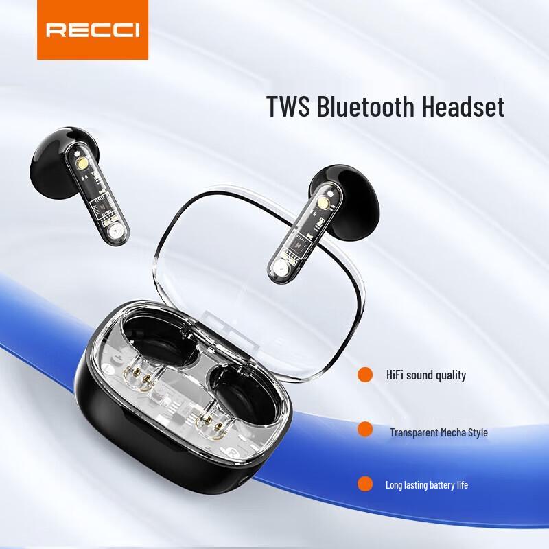 Recci REP-W58 Transparent Mecha Style Semi-In-Ear Bluetooth Earbuds