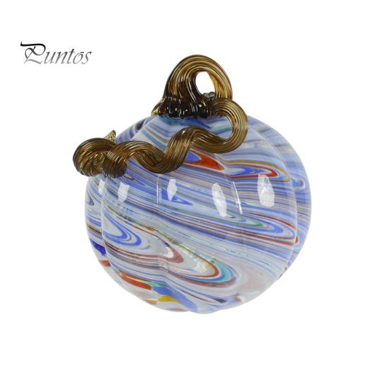 Cute Autumn Centerpiece Mini Hand Blown Glass Pumpkin Ornament, Collectible Thanksgiving Halloween Decoration Faux Crystal Hanging for Fall,