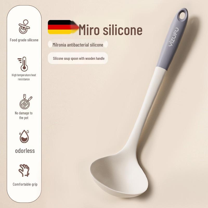 

Силиконовый набор кухонной утвари с антипригарным покрытием - Высокотемпературная лопатка, половник и ложка с прорезями для жарки.