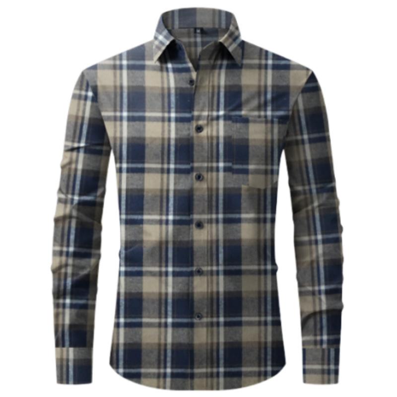 Plaid Men's Shirt Long Sleeve Cardigan