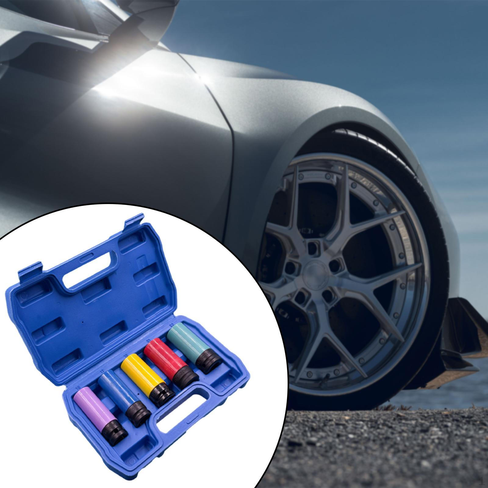 

5Pcs 1/2 inch Drive Wheel Sockets Nut Removal Tools 15 17 19 21 22 mm,Compact,Accessories,Wheel