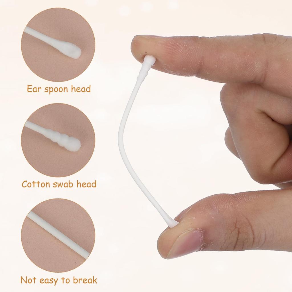 Kisangel 200 Stück Baby-Wattestäbchen Papier Doppelseitige Wattestäbchen Ohrreiniger Sicherheitswattestäbchen Reinigungsstäbchen für Ohr Nase Reinigung