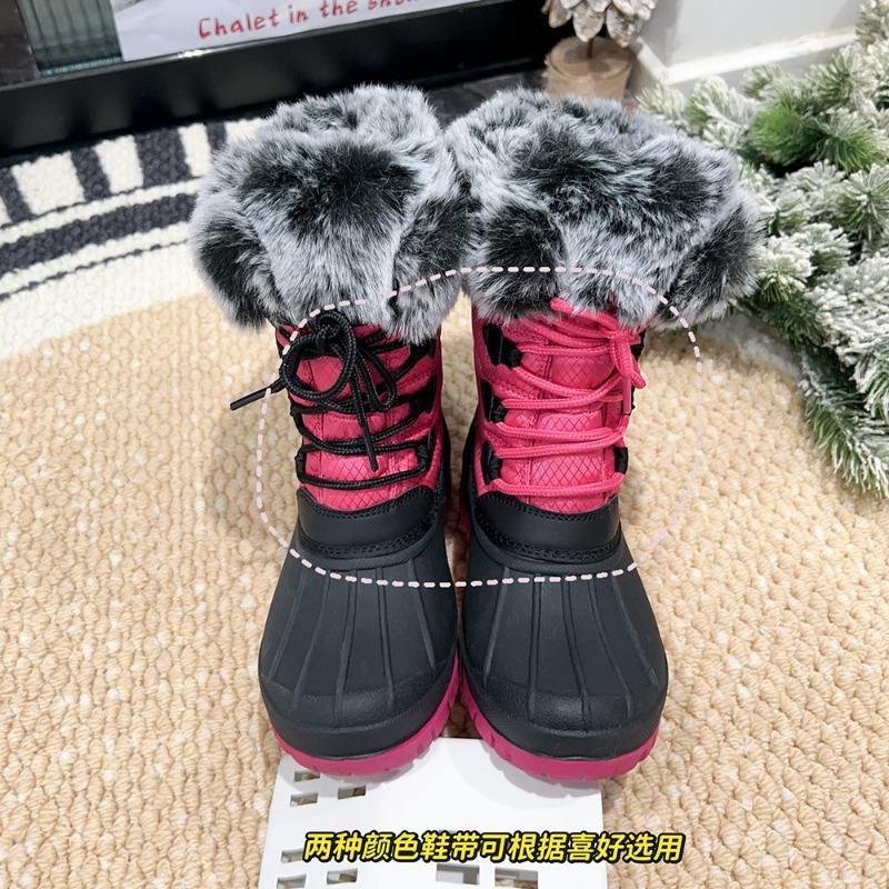 Parent-child model, classmate thickened plush waterproof, non-slip and warm medium tube snow boots, women's cotton overshoes