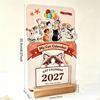 2027 Süße Katze Blühende Blumen Schreibtisch Schreibtischkalender Holzsockel 12 Malerei Kunstkarten Monatsplaner Home Office Schuldekor