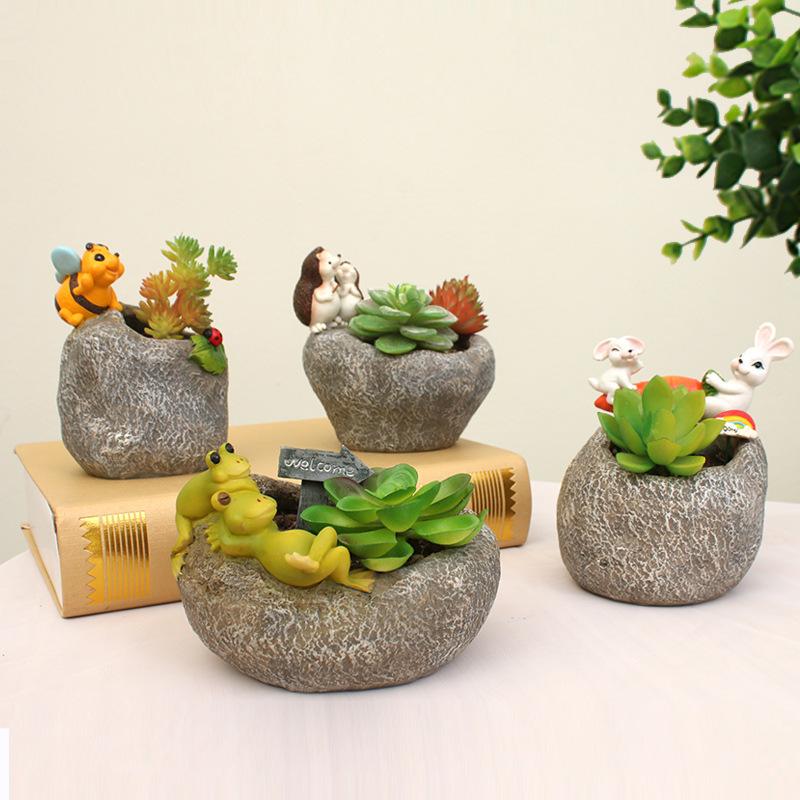 Animal Resin Planter for Succulents Plants Garden Pots, Decorative Flower Pot for Micro Landscape, Tabletop Ornament Decoration