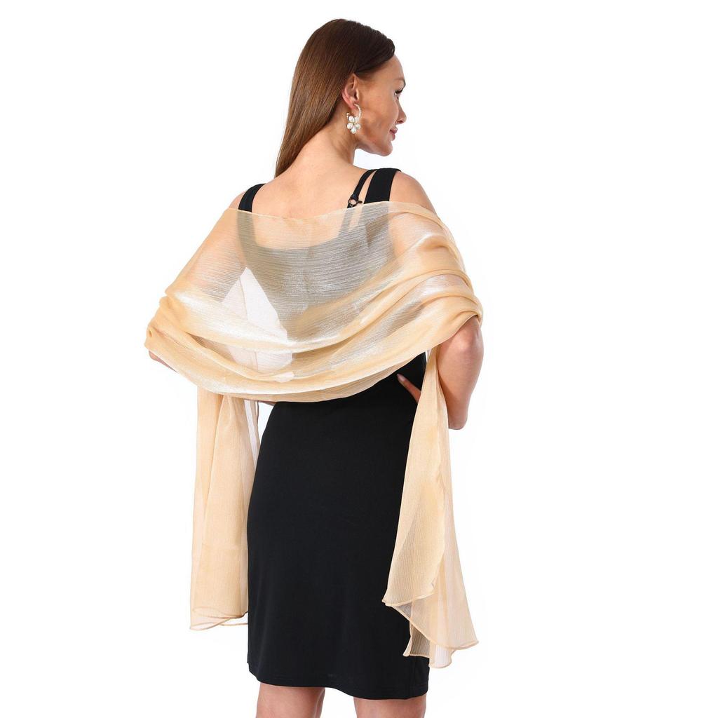Banquet Evening Gown with Pearlescent Gauze Shawl for Brides, Bridesmaids, and Mothers