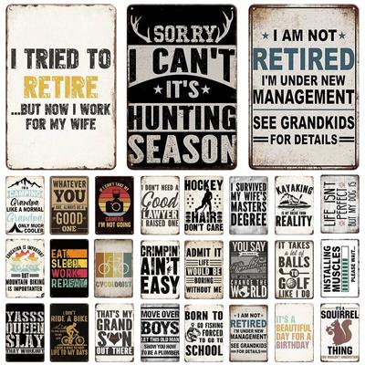 Zabawny napis na blaszanym znaku dekoracyjnym Vintage Shabby Metalowy znak dekoracyjny Metalowa płyta do garażu Man Cave Bar Pub Home Wall Decor
