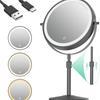 Rechargeable Double-sided 30x Magnification Metal Mirror with Light for Hotels