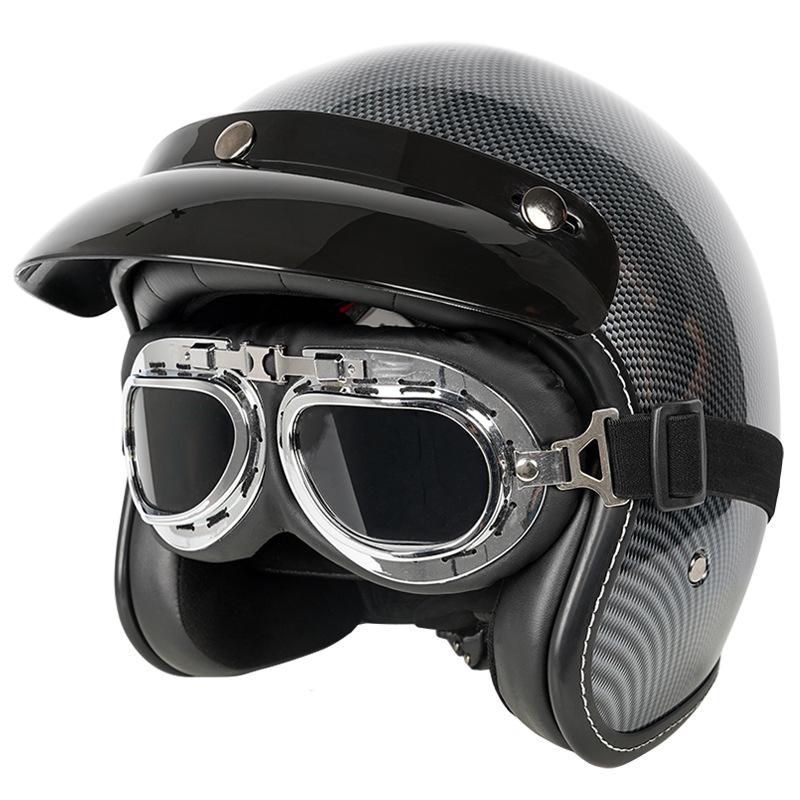 Casco de motocicleta Harley Prince Cruiser retro con certificación 3C, de cuero, para hombre y mujer, para todas las estaciones, para motocicleta eléctrica, 3/4/5