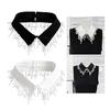 Elegant Pearls Beaded Bib Faux Collar Half Shirt for Women Lapel False Collar Detachable Collar Neckline Choker Necklace