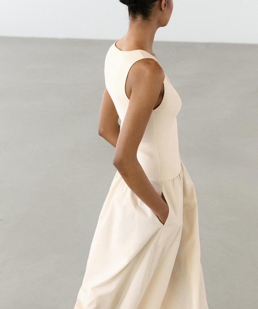 Masimodutti Cotton Blend Poplin Combination Dress