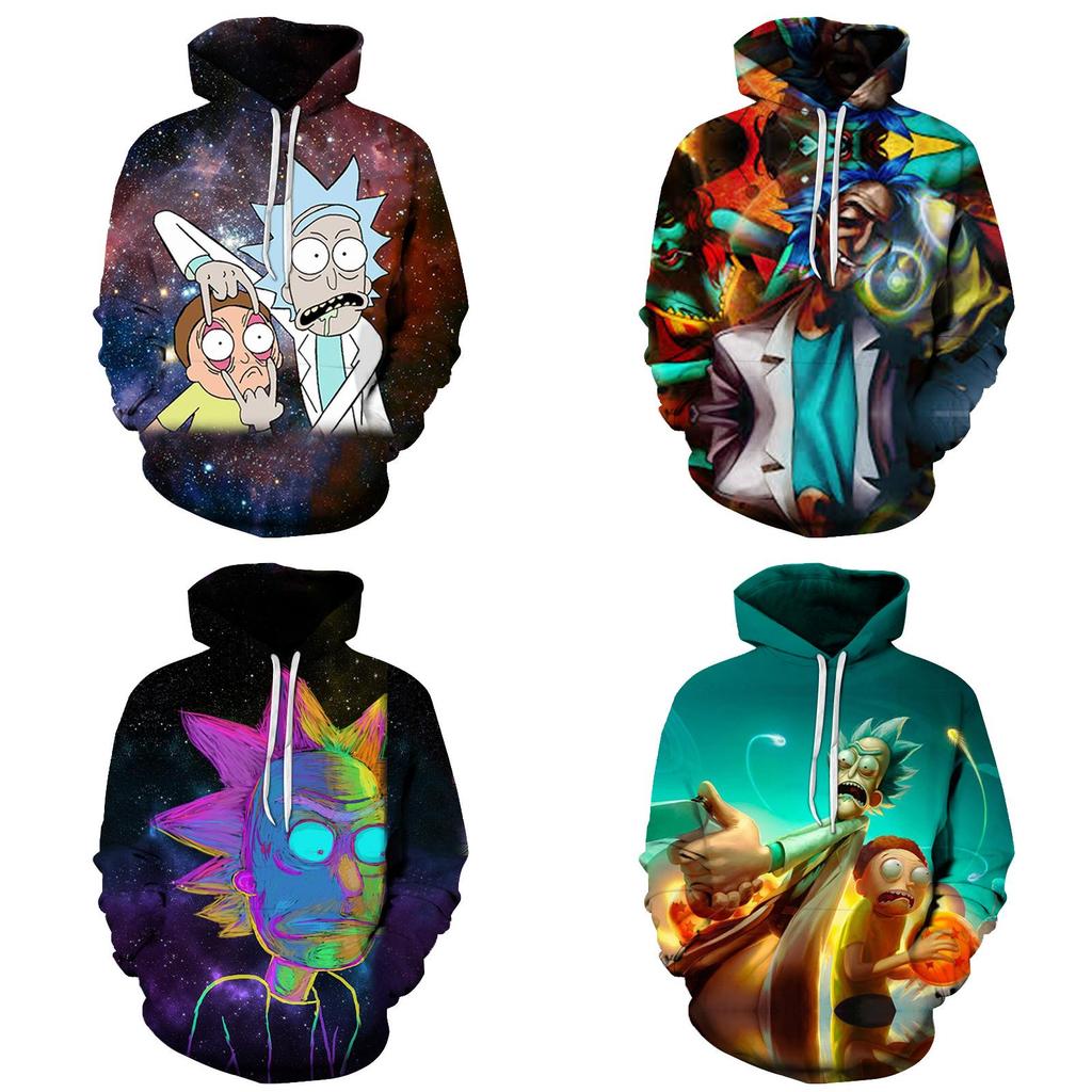 3d And Rick Print Womenmen Pullover Hoodie Sweatshirt Tops Jumper