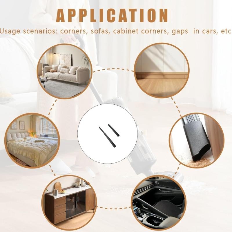 2Pcs Universal Crevice Tool Flat Suction Long Nozzle High Suction Vacuum Accessory Nozzles for Detailed Cleaning