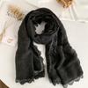 Scarf Autumn and Winter New High-end Solid Color Splicing Lace Neck Protector Scarf Scarf Scarf Shawl