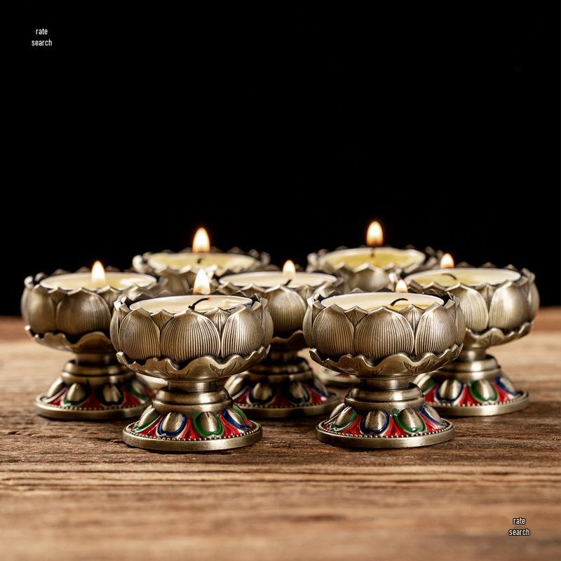 Lotus Metal Candle Holder for Buddha Altar or Home Offering
