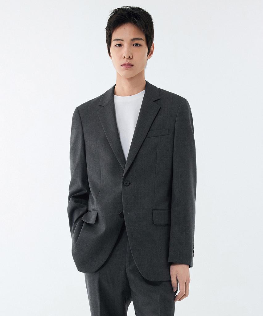 Musinsa Standard Wool Blend Relaxed Basic Blazer [Medium Grey]