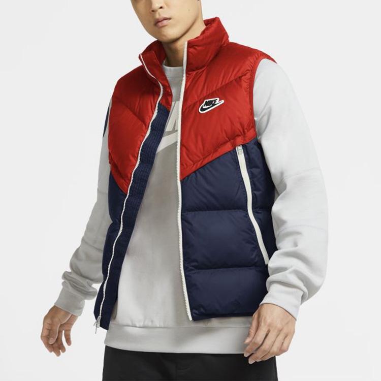 Nike Down Vests Men's Blue Red Stand Collar Thickened Other CU4415-673