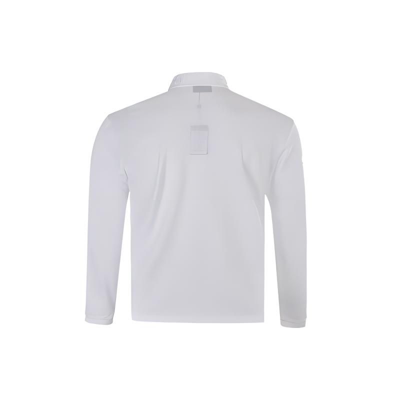 Emporio Armani Embroidered Letter Long Sleeve Polo Shirt Men Tops White 6G1FN3-JBQZ-F125