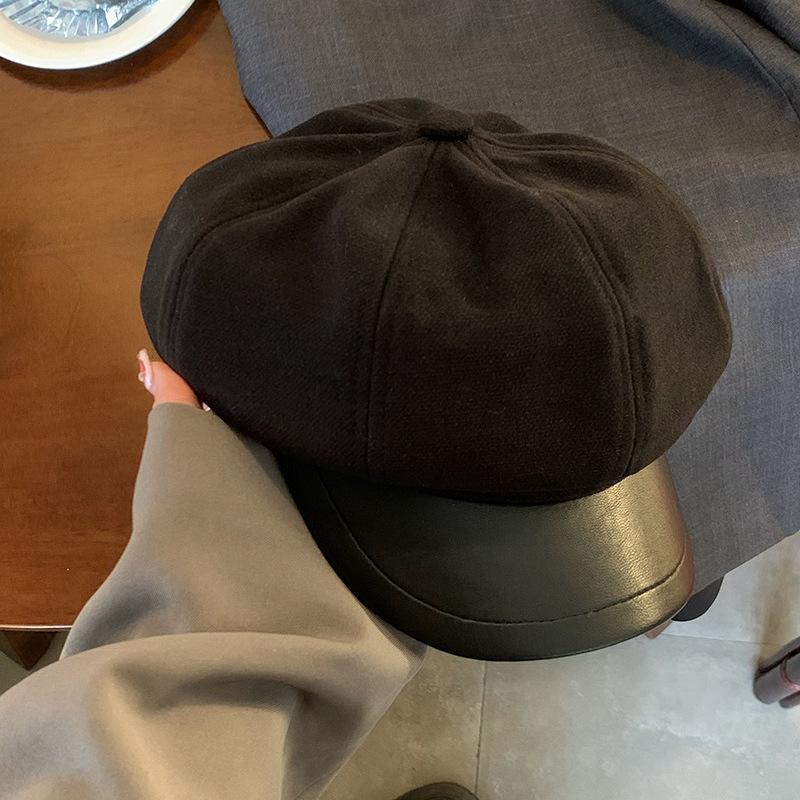 

Универсальный шерстяной берет детский осенне-зимний с маленьким лицом восьмиугольная шляпа уличная литература и искусство ретро шляпа художника Adjustable (56-58cm)