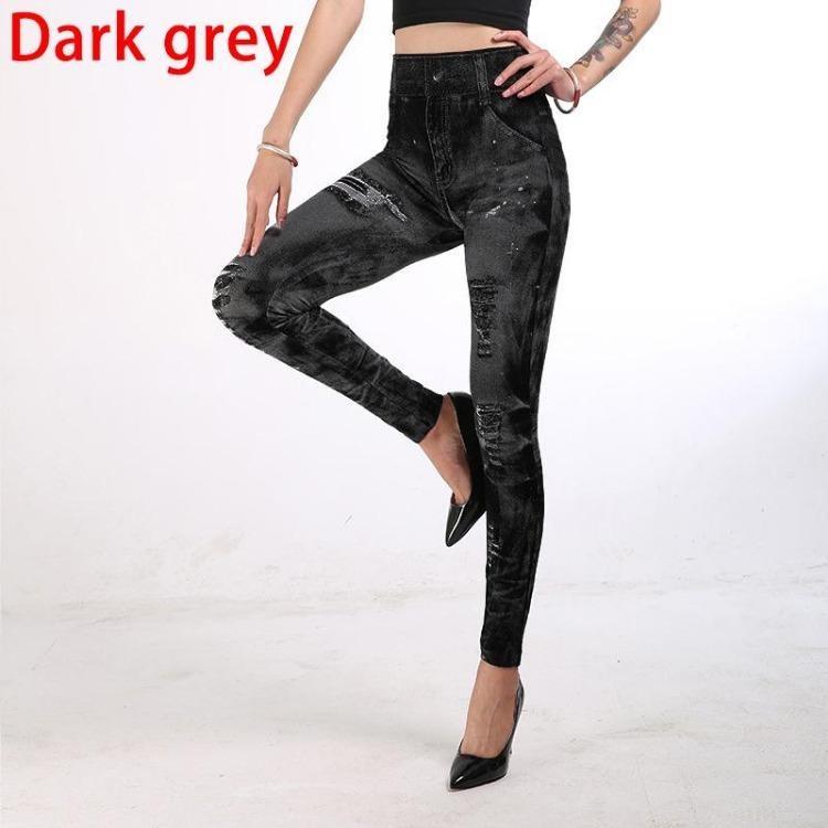 Sexy High Waist Push Up Leggings Faux Jeans Elastic Slim Fitness Pants Sport Leggings For Women