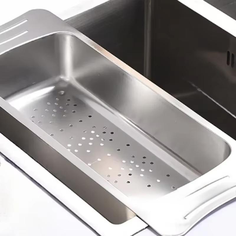 Stainless Steel Draining Rack Multifunctional Kitchen Sink Strainer Baskets Vegetable Fruit Bowl Storage Basket Household Tools