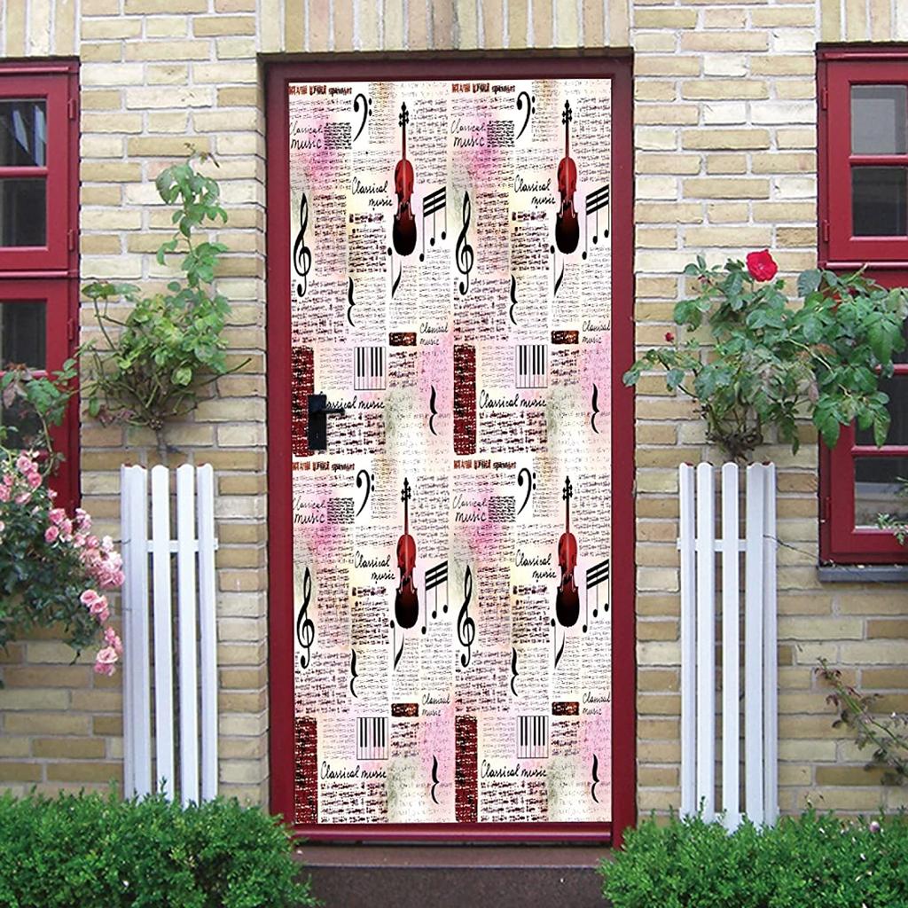 3D Colorful Ginkgo Biloba Door Sticker Wall Mural Living Room Bedroom Door Wallpaper Wall Stickers Self Adhesive Waterproof Decor