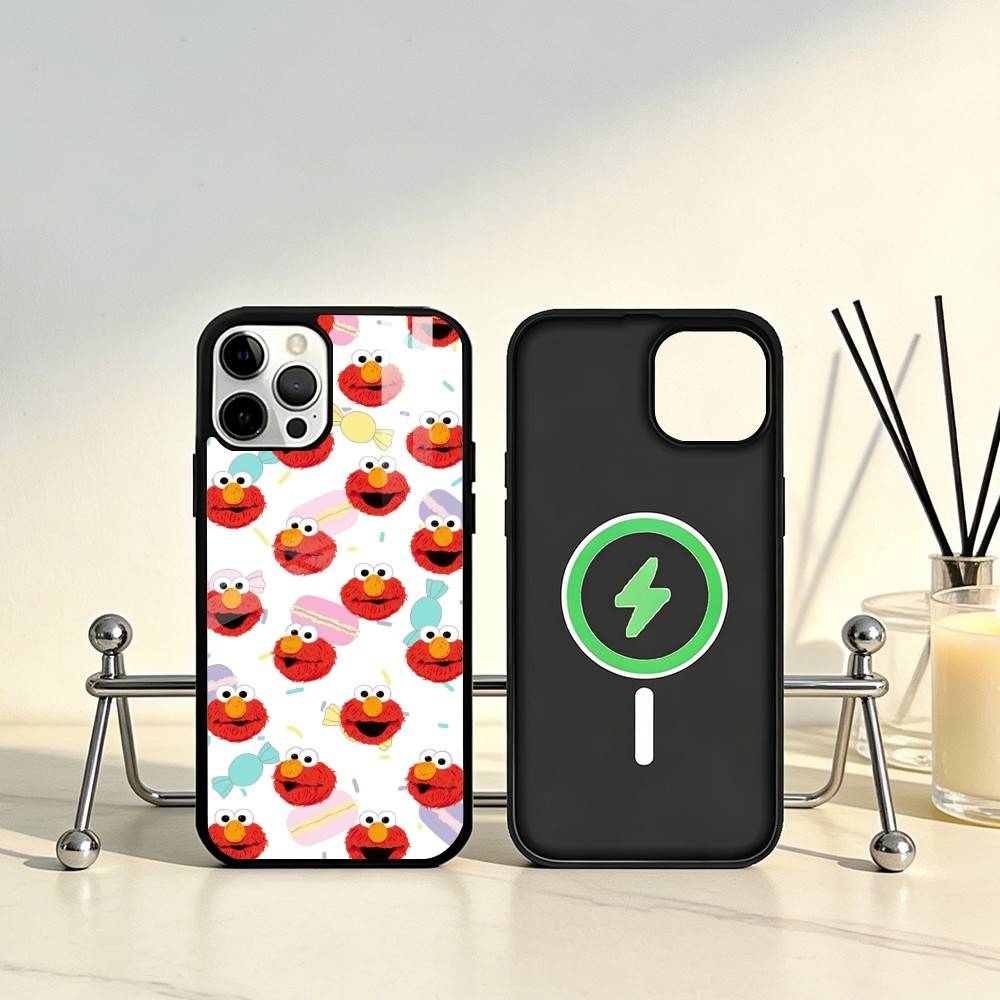 Sesame S-Street Cookie Elmo Phone Case For iPhone17,16,15,14,13,12,11 Plus,Pro Max Magnetic For Magsafe Wireless Charging