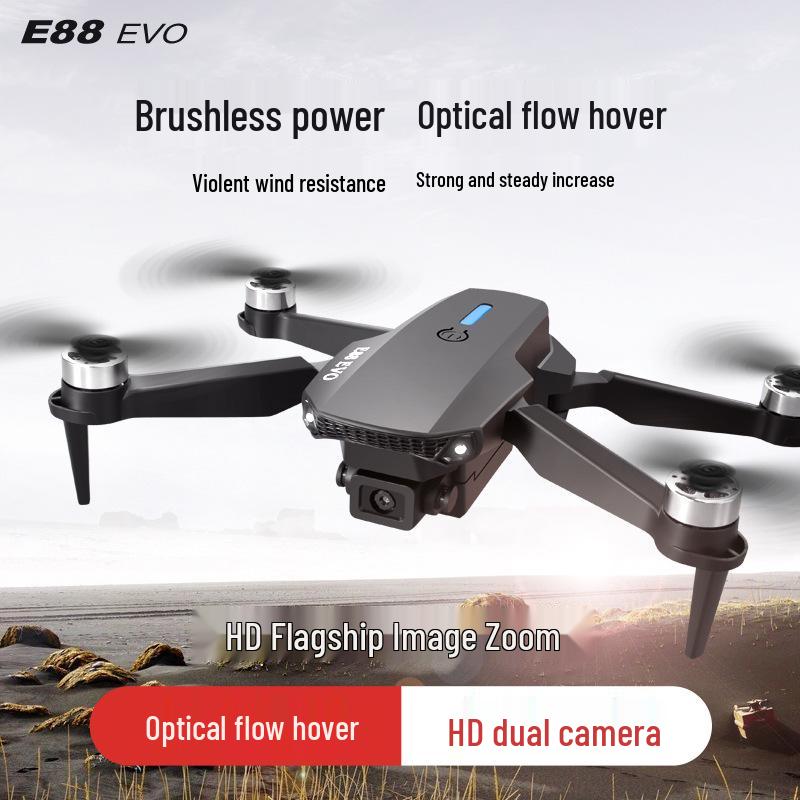 E88 Brushless Drone with Optical Flow, Obstacle Avoidance, Dual 4K Cameras, Aerial Photography, Four-Axis Control, and Remote Operation