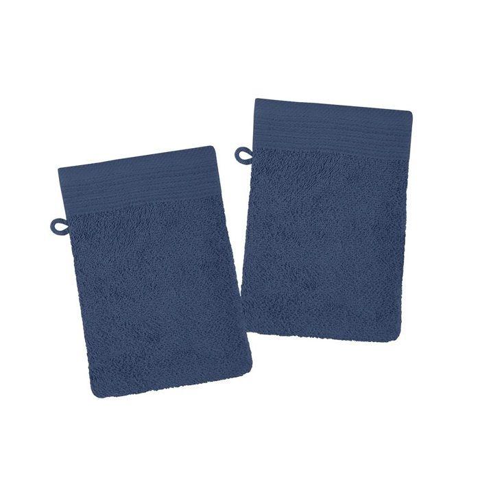 Gants De Toilette - Lylia - 15 X 21 Cm - Coton - Bleu Marine