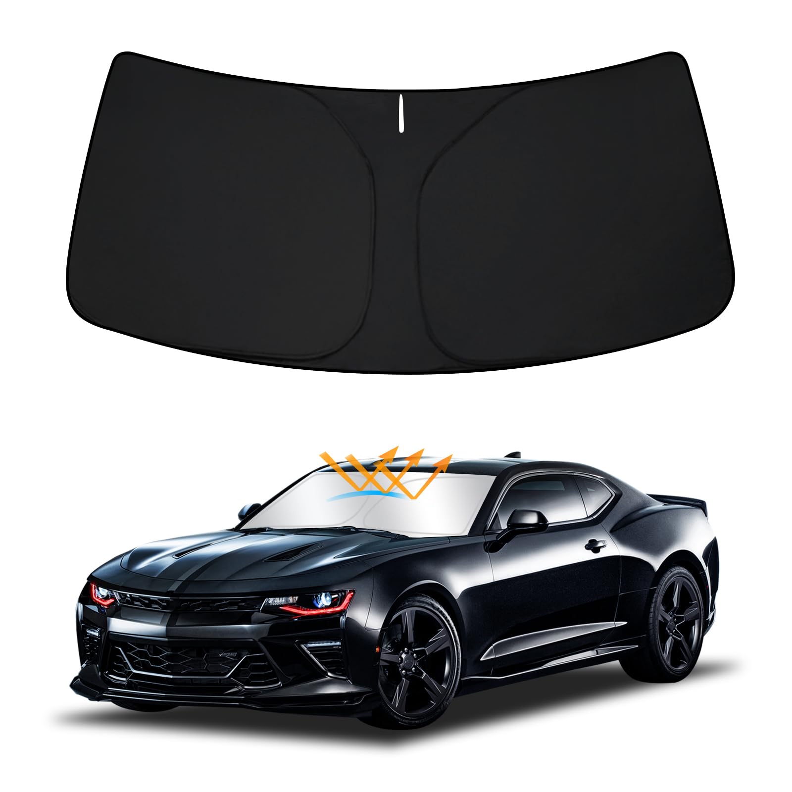 

Солнцезащитный козырек на лобовое стекло для Chevrolet Camaro 2016 2017 2018 2019 2020 2021 2022 Складной передний солнцезащитный экран Блокирует УФ 6-е поколение Camaro Козырек на окно Интерьер