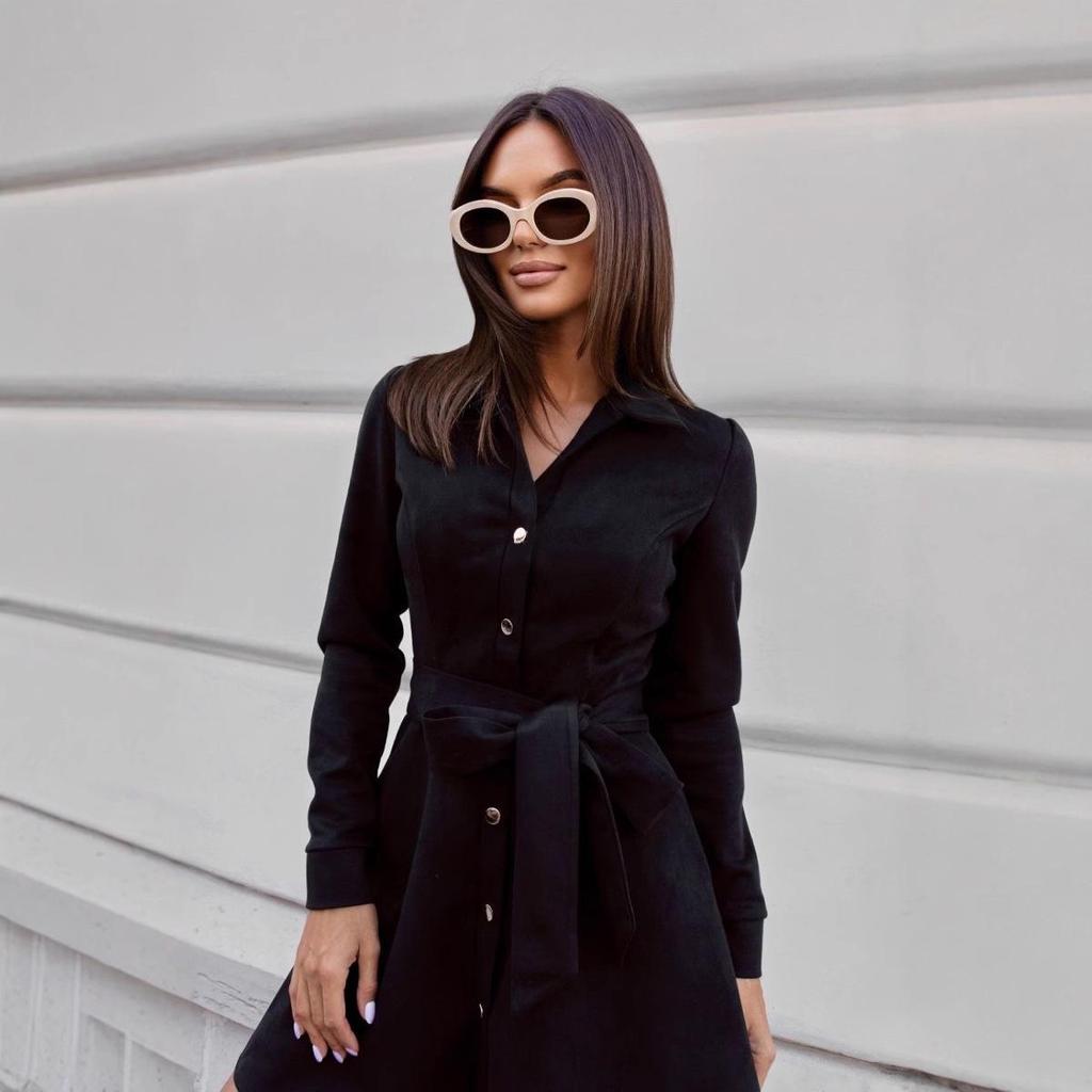 2026 Autumn Women's European & American Fashion Long-Sleeve Shirt Dress
