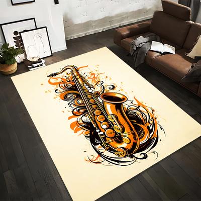 Abstract Saxophone Design Carpet, Musical Art Pattern for Home Decor Suitable for Use As an Anti-slip for Living Room Bedroom Sofas