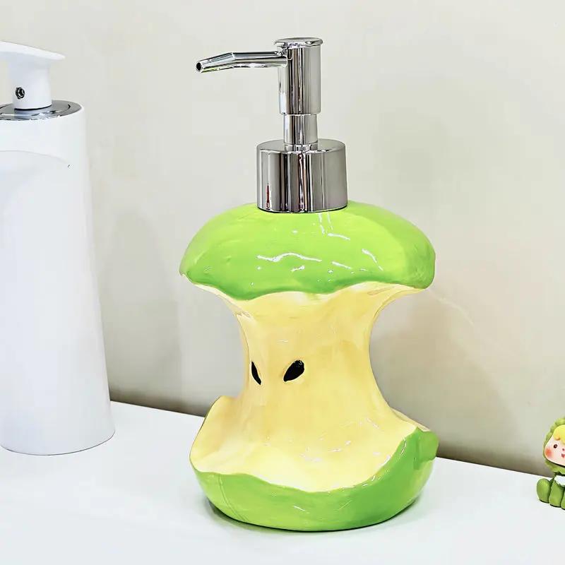 

350ml Soap Dispenser Creative Apple Core lotion Bottle Household Hand Wash Liquid Shower Gel Split Bottle Press Ceramic Bottle