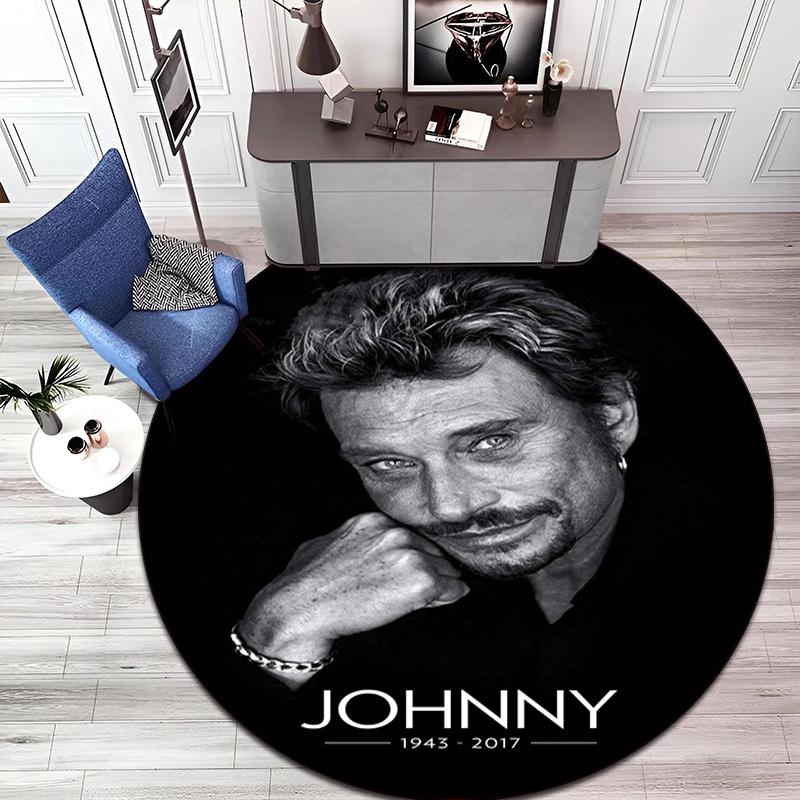 French legendary rock singer and actor Johnny Hallyday Round Carpet Soft Home Decoration Corridor Table and Chair Anti slip Outdoor Floor Mat rug H9