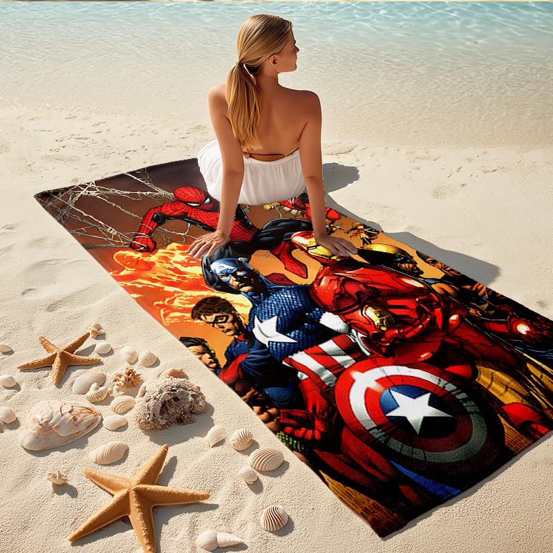1Pc Superhero Teamup Beach Towel, Quick Dry, Multi-Use for Beach Pool Gym Yoga Home Travel, Christmas, Halloween, Xmas Gift M928676