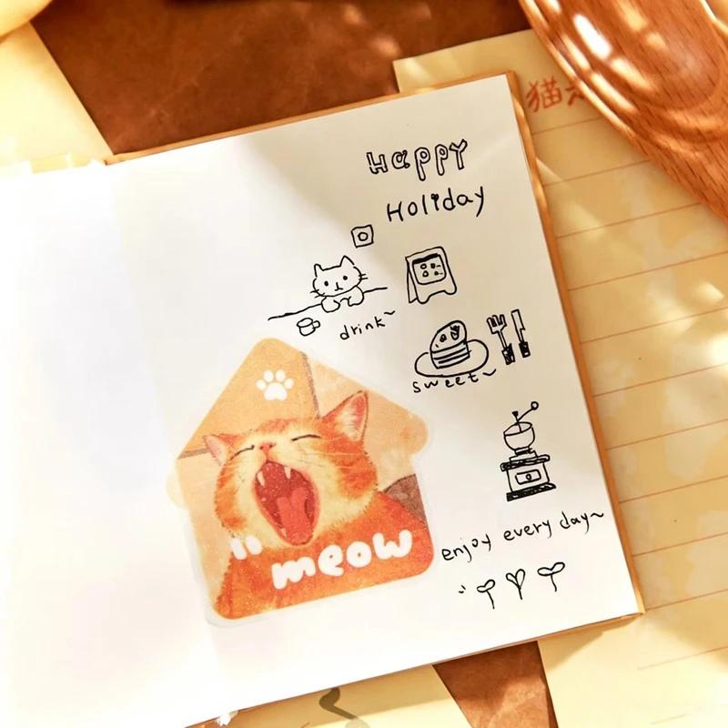 A7 Cute Cat Hardcover Pocket Notebook Vintage Illustration Mini Journal Kawaii Animal Small Notepad