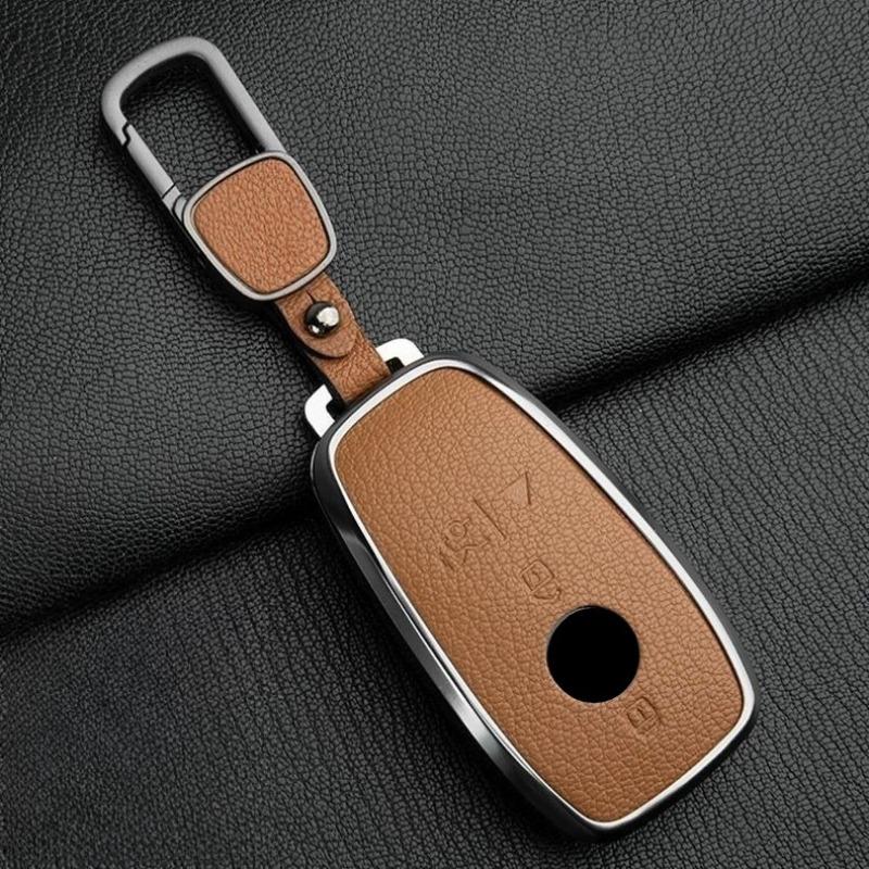 Car Key Case For Mercedes Benz Gls450 Key Cover Genuine Goat Leather Shell Buckle Bag; Gls480 Gls600