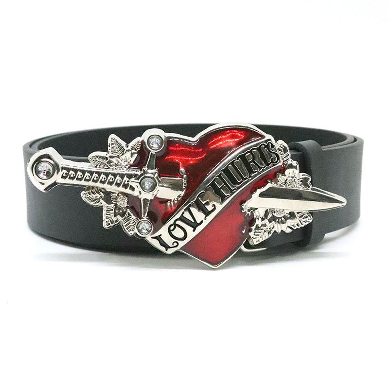 

Готический Y2K Красное Сердце Стрела Любовь Ранит Пряжка Ремень Искусственная Кожа Пояс Женский Мужской Джинсы Брюки Декоративный Ремень чёрный