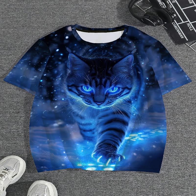 

Мужская летняя футболка с круглым вырезом и коротким рукавом, повседневная, модная, с принтом кота-пустоты, состав из полиэфирного волокна, топ для занятий спортом на открытом воздухе 6XL
