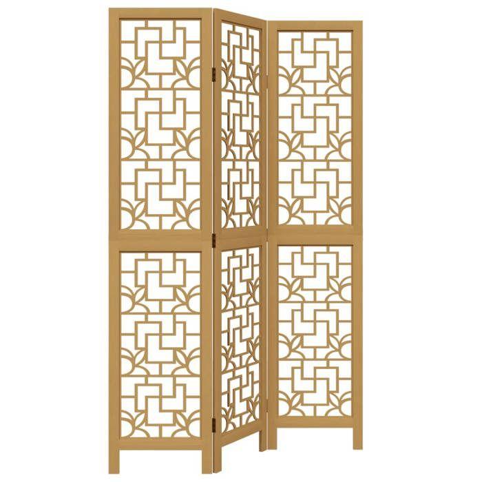 VidaXL Cloison de Séparation 3 Panneaux, Séparateur de Pièce, Écran d'Intimité, Paravent de Salon Chambre, Marron Bois 358861