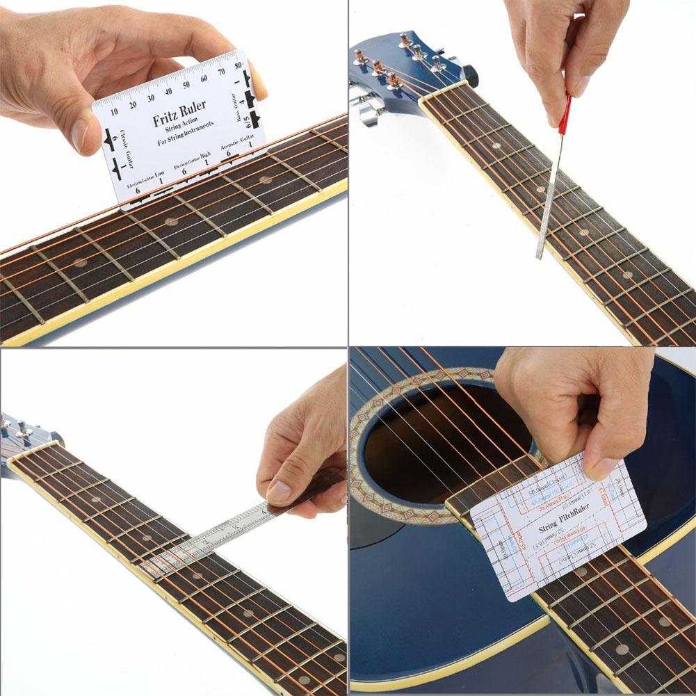 Guitar Repairing Tool Maintenance Cleaning Tool Kit String Organizer Action Ruler Gauge Measuring Tool for Guitar Ukulele