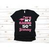 Its My Flocking Th Birthday Funny Pink Flamingo Themed Womens Casual  T Shirt Vintage Washed Fashion Stylish Graphic
