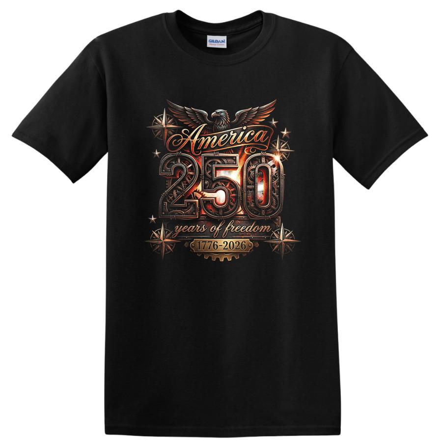 America 250 Years of Freedom Anniversary T Shirt Vintage Eagle Tee 1776-2026 S