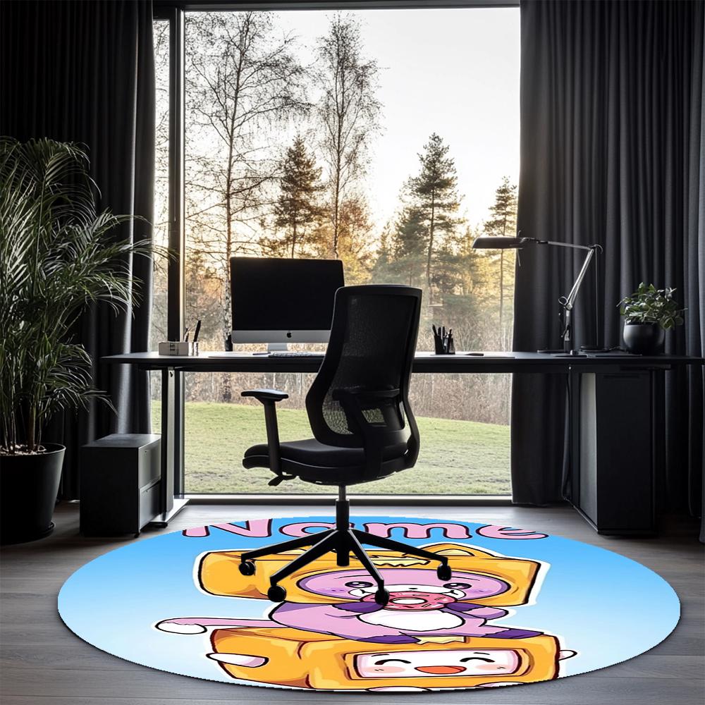 Custom Name LankyBox Printed Round Rug Carpet Chair Rug Area Rug Entryway Doormats,for Office Chair Living Room Bedroom Kitchen Room.