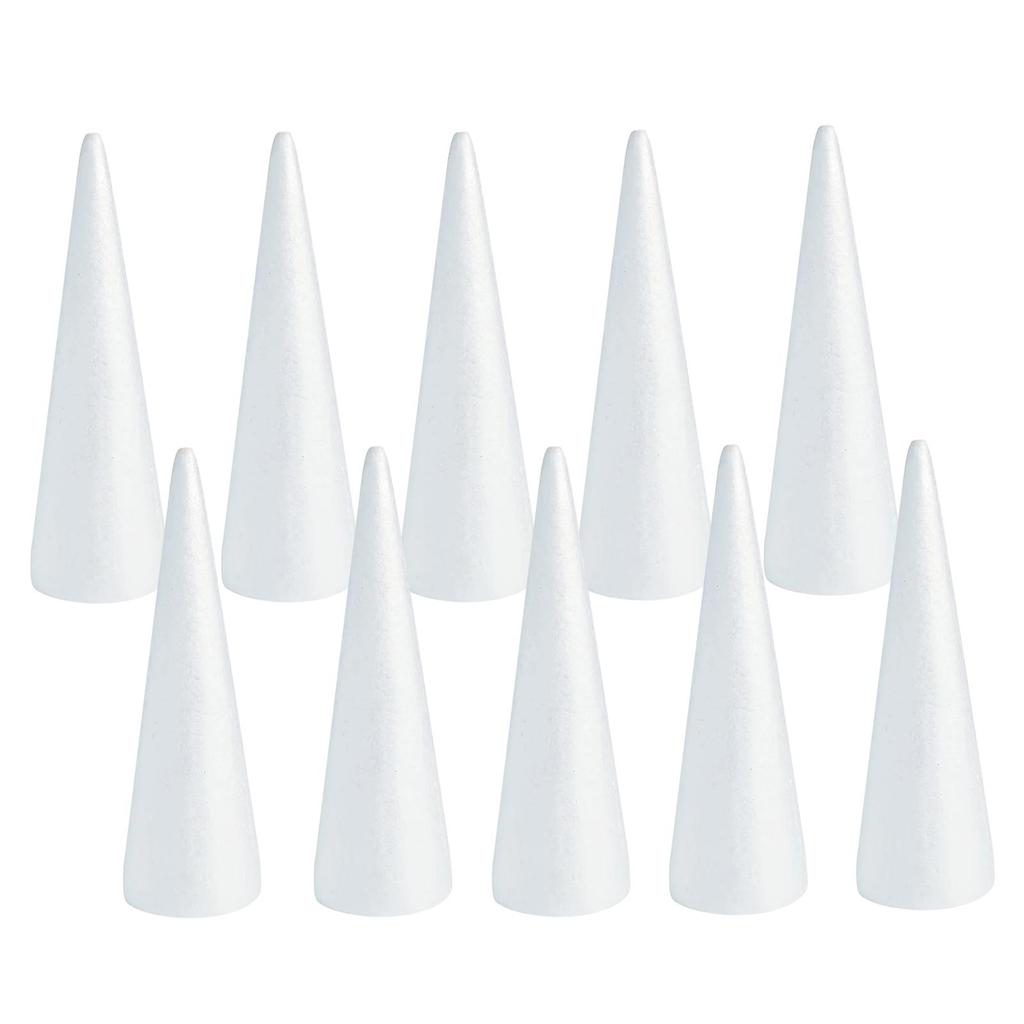 10x Foam Cones for Crafts Handmade Gnomes Foam Tree Cones Polystyrene Cones for Festival Children Kids Party Holiday DIY Arts