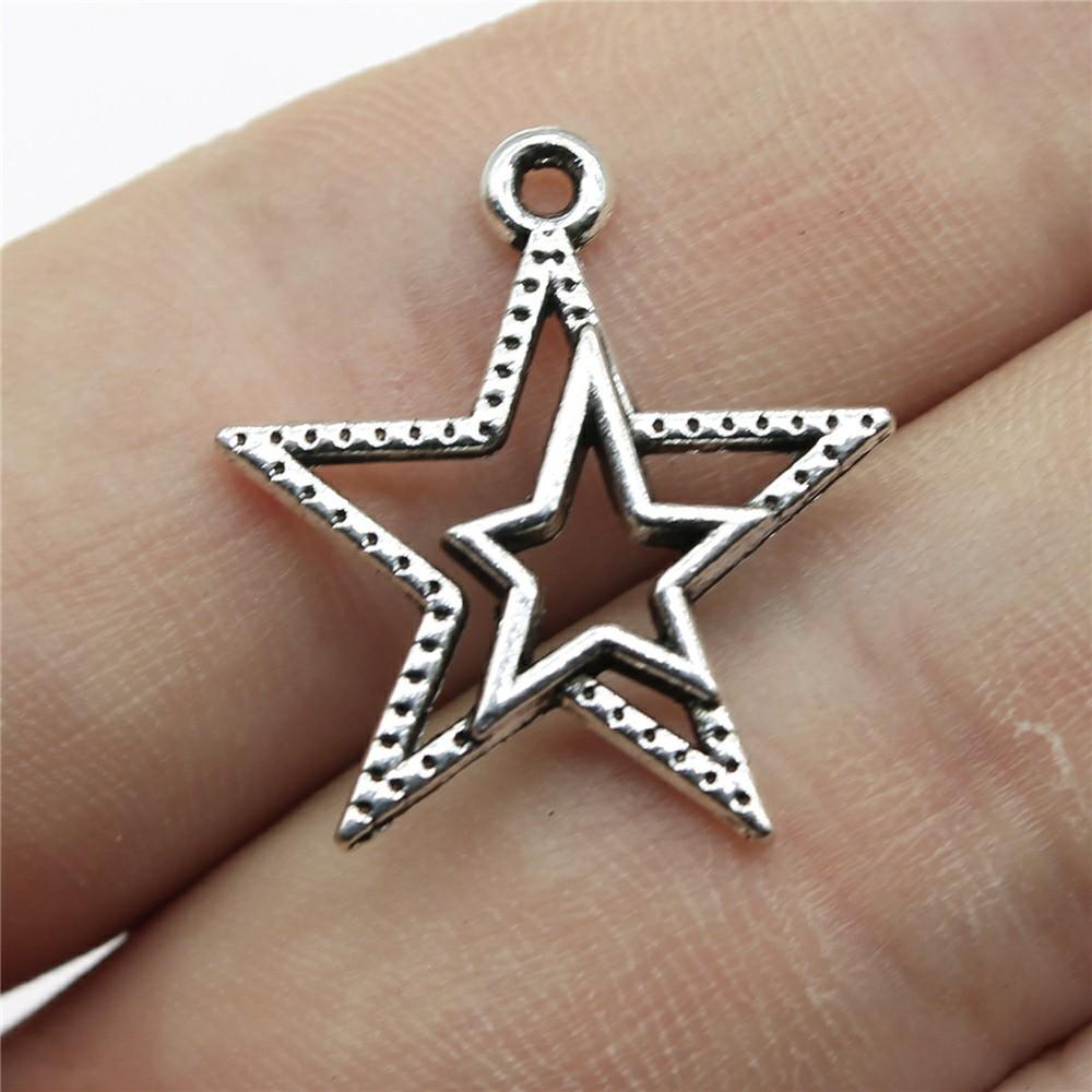 40pcs Star Charms Pendant Antique Silver Color Star Charm Pendants Jewelry Accessories DIY Tiny Tar Charms