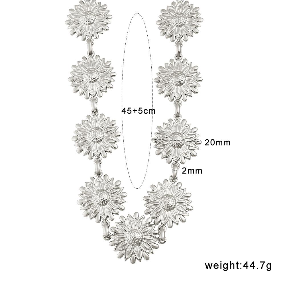 Stainless Stain Flower Jewelry Sets For Women 18K Gold Plated Chrysanthemum Necklace Bracelet Set Wedding Party Jewelry Gifts