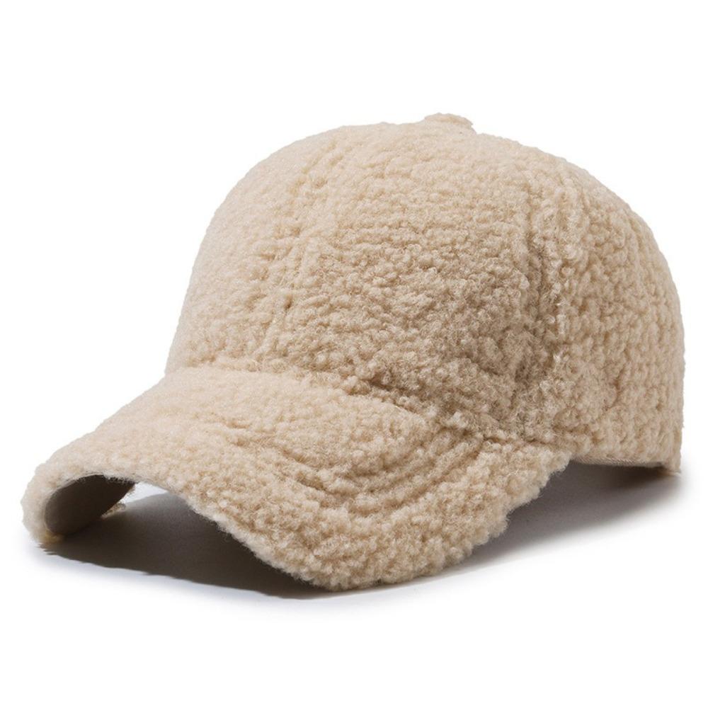 Thicken Plush Snapback Fuzzy Winter Peaked Cap Vintage Lamb Wool Baseball Cap Outdoor