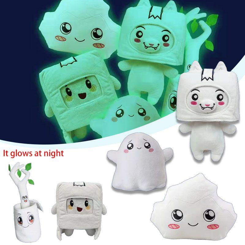 Animation Lankybox Kawaii Luminous Plush Toy Fox Square Box Stone Filled Soft